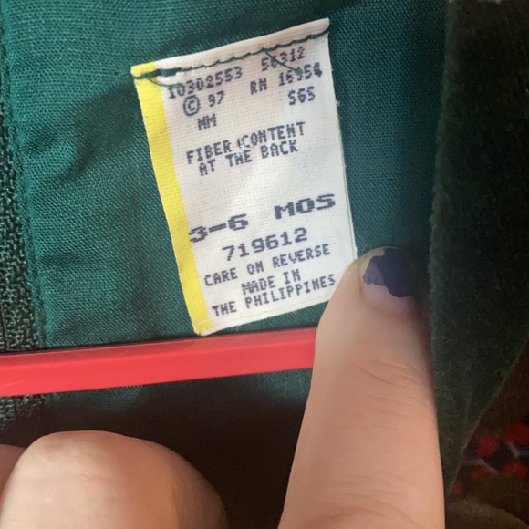 Vintage green Valore velvet romper teddy bears Christmas outfit 3-6 months baby - Picture 3 of 5